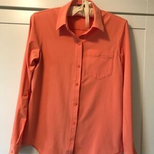 Eddie Bauer modern classic fit women’s XS long sleeve shirt. Melon color.